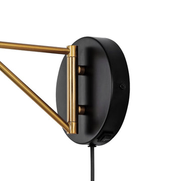 Lynn 15" Swing Arm Modern Midcentury Iron USB Charging Port LED Sconce - JONATHAN Y
